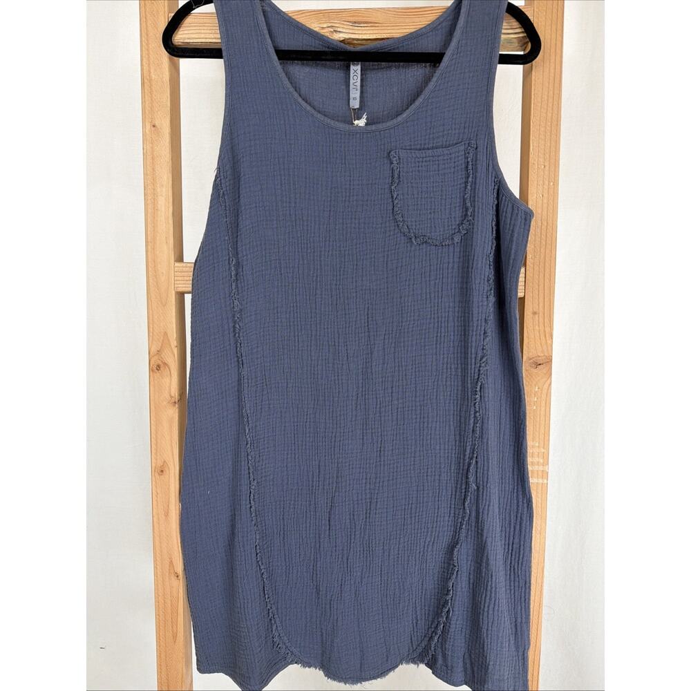 NWT XCVI Gray Scoop Neck Gauze Midi Tank Dress #1198 Size XS